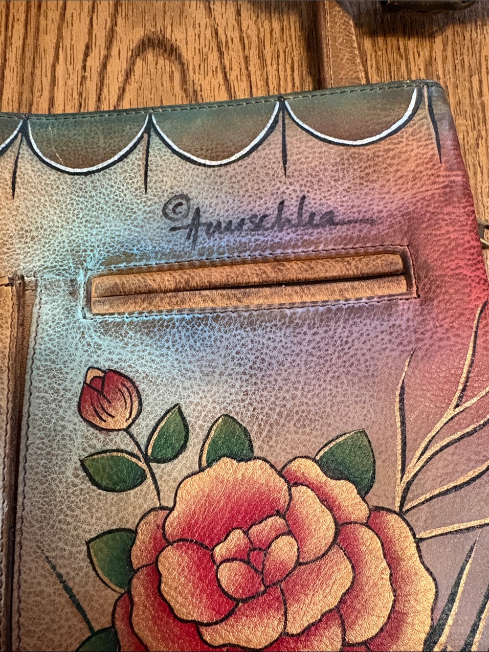 Hand-Painted Floral Crossbody Bag in Multicolor - Picture 5 of 9